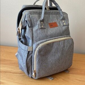 Gray Diaper bag with Fold out Changing area